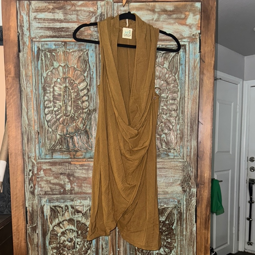 Jaded Gypsy Draped Sleeveless Dress/Tunic in Camel